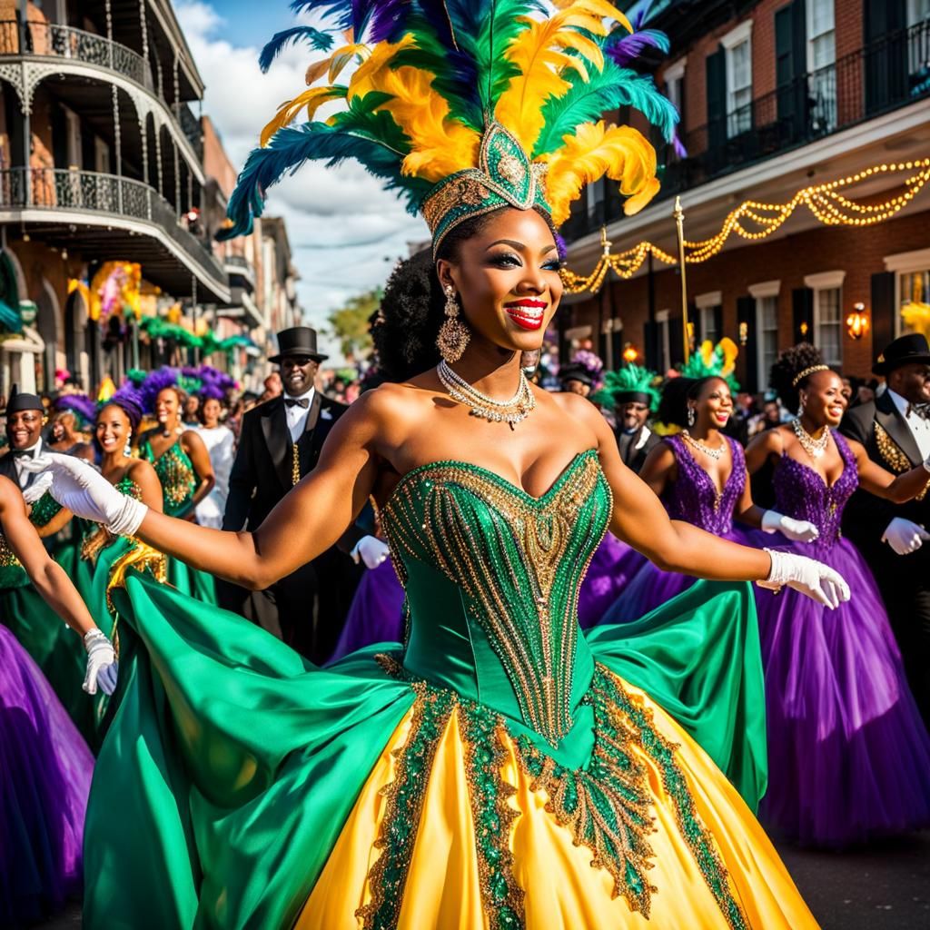 Mardi Gras Dancer in a Second-Line Parade