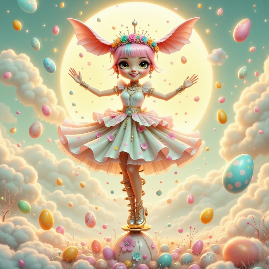 Cyberpunk Whimsy: Whimsical Carnival Performer in Vibrant Pa...