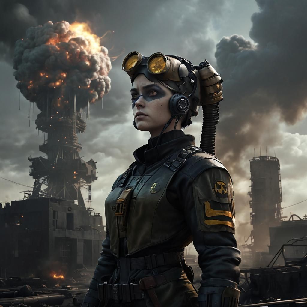 Anachronistic Atomic Adversary in Futuristic Style