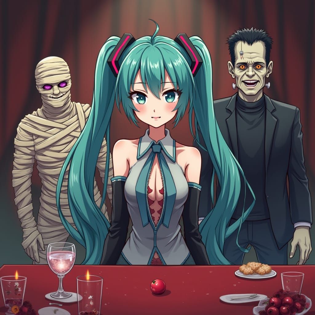 Hatsune Miku's Haunted New Year's Ball with Monsters