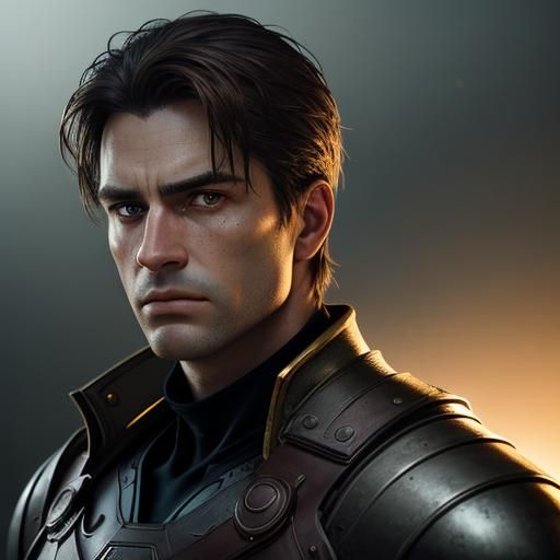 Dramatic Portrait of Man with Intense Gaze