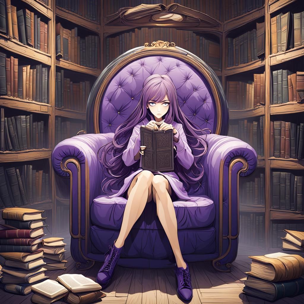 Girl in a Bottle Surrounded by Books