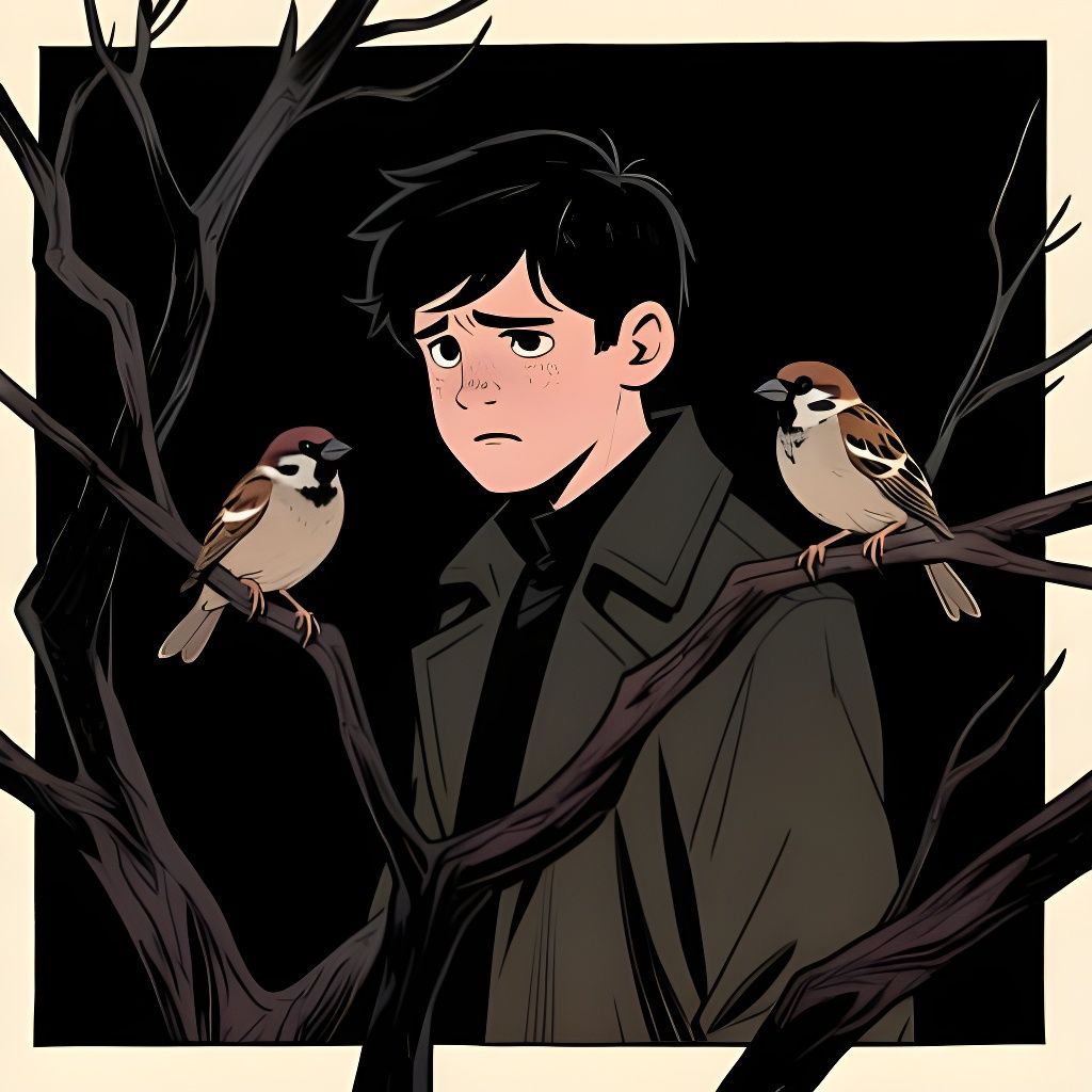 Tim Drake Comic Panel Illustration with Sparrows