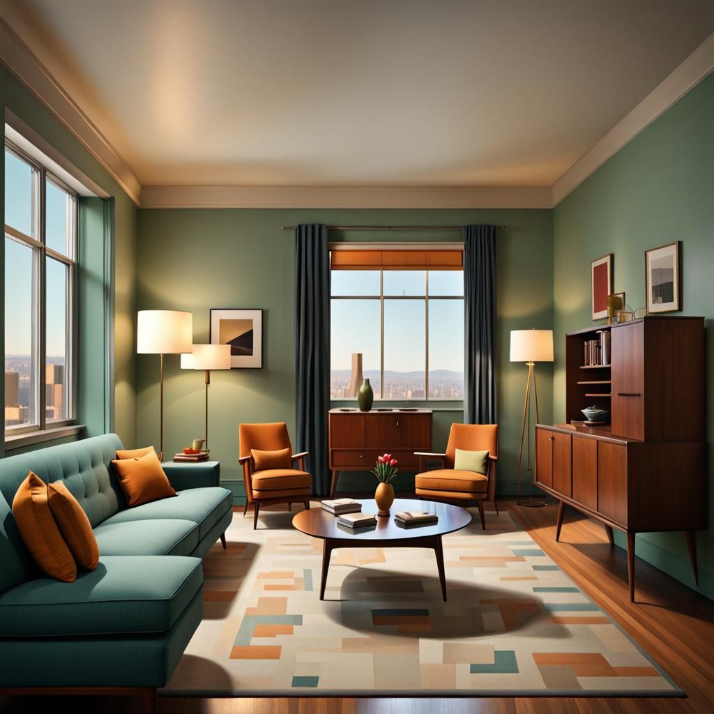 Mid-Century Modern Apartment, Edward Hopper Style