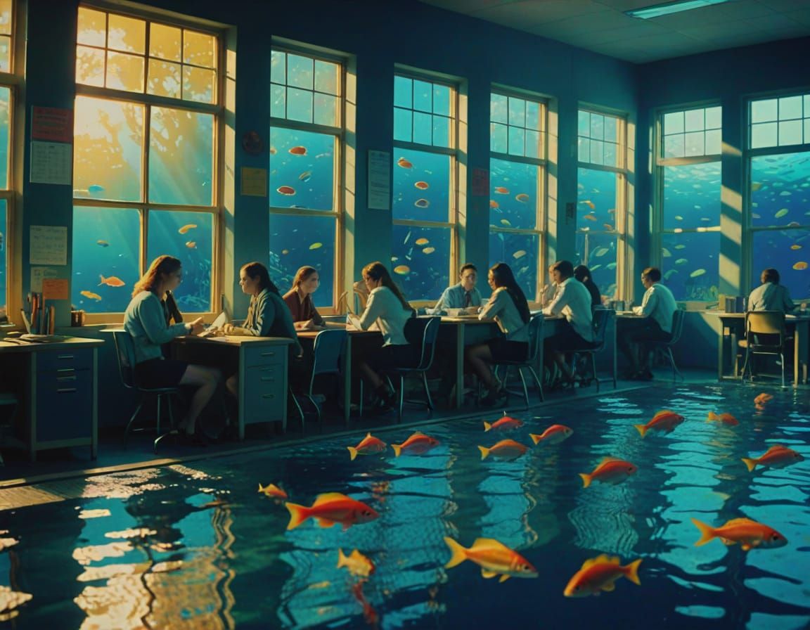 Underwater Classroom in Fauvist Expressionism