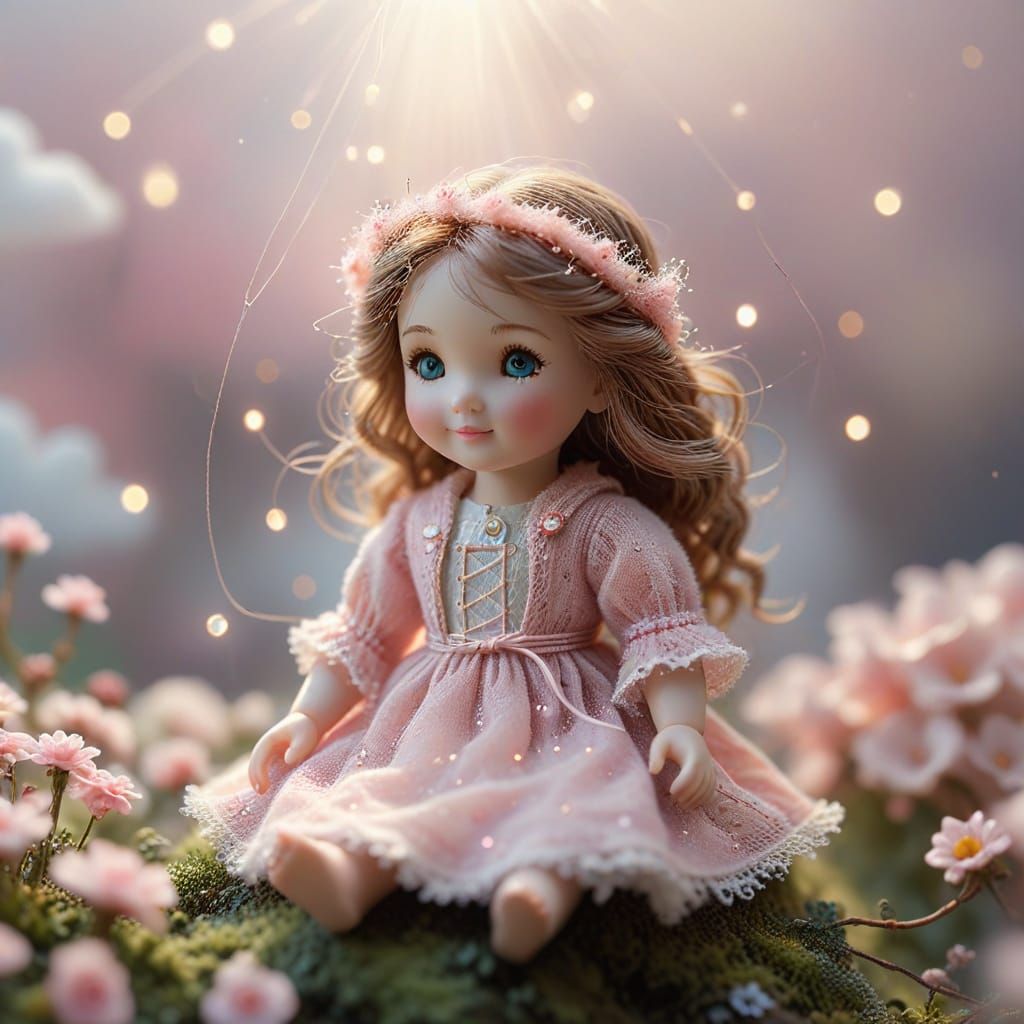 Pastel Pink Still Life with Doll and String