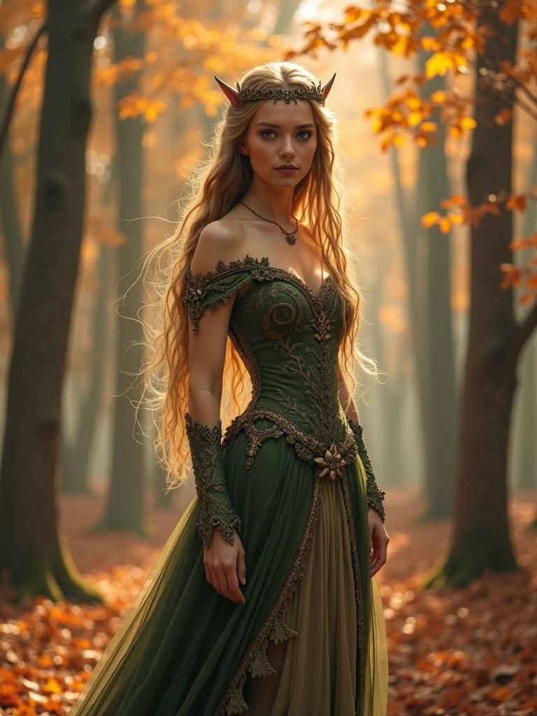 Elven Princess in Autumn Forest