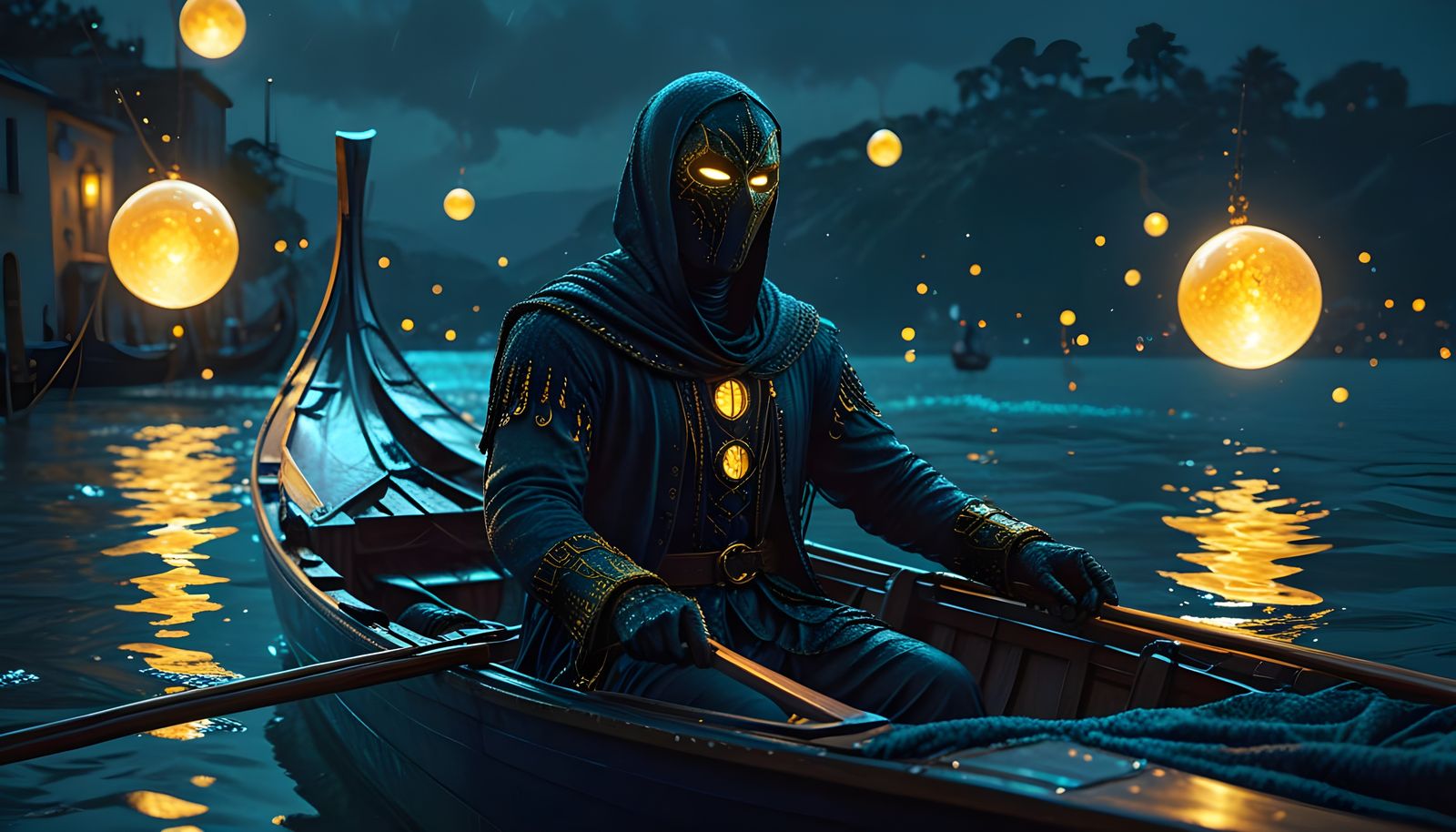 Luminous Orbs on a Still Night Sea