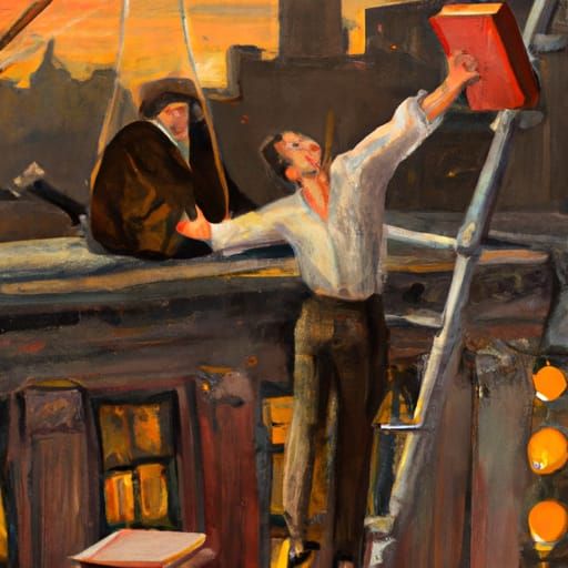 Poet Forced Over Edge: Oil Painting in Makovsky Style