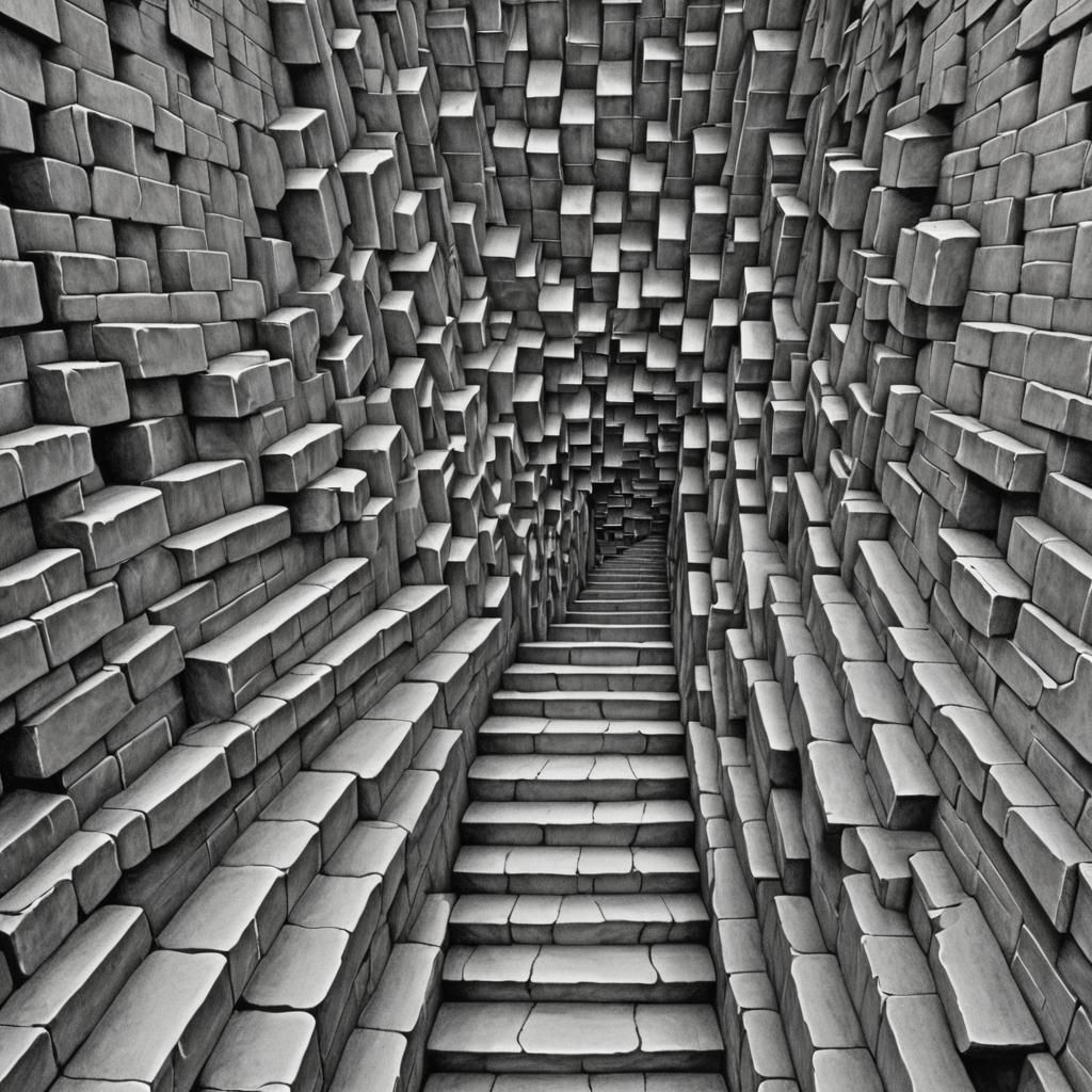 Impossible Staircase Illusion in Hyperdetailed Rendering