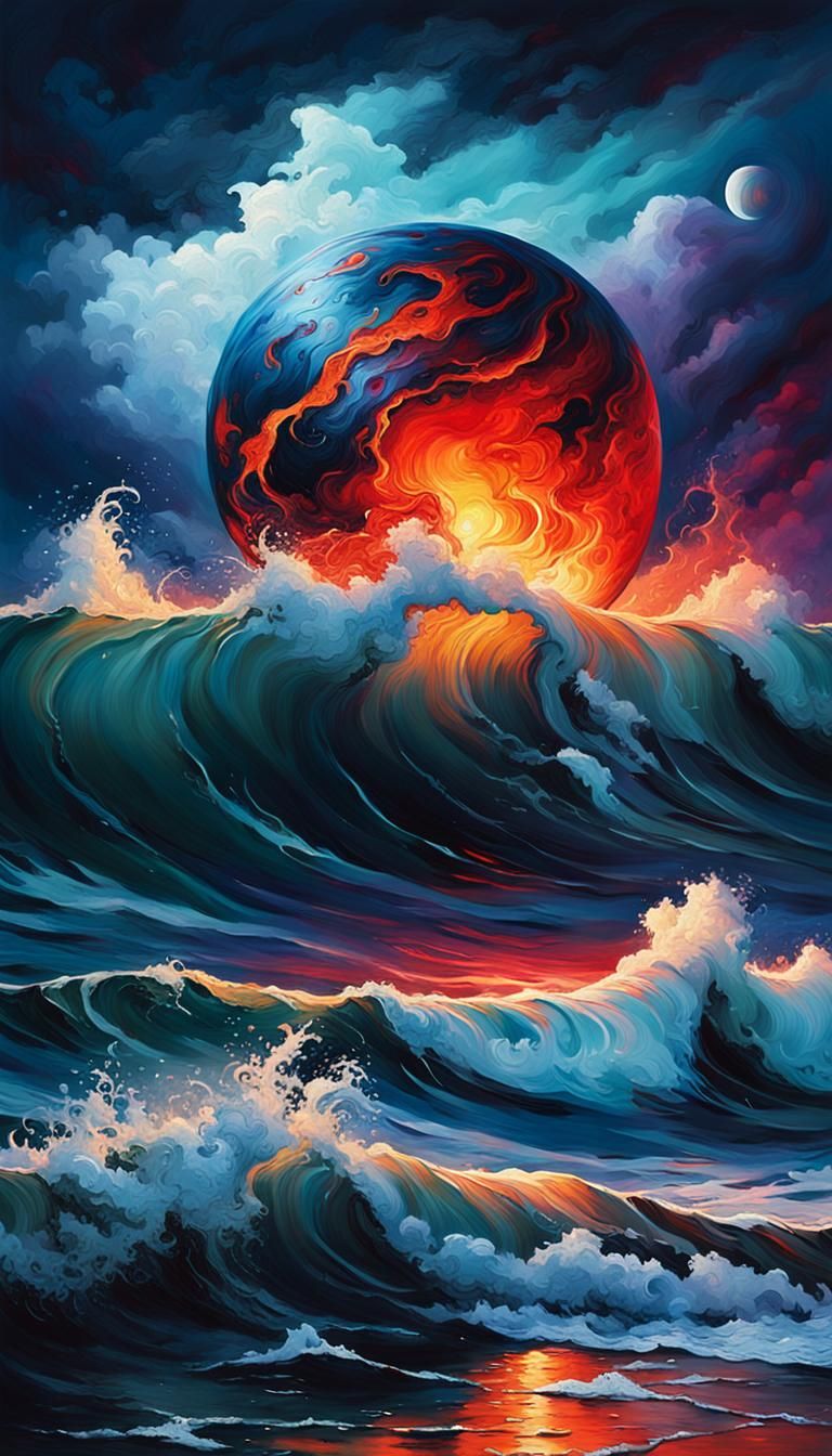 Glowing Orb Emerges from Raging Ocean Storm