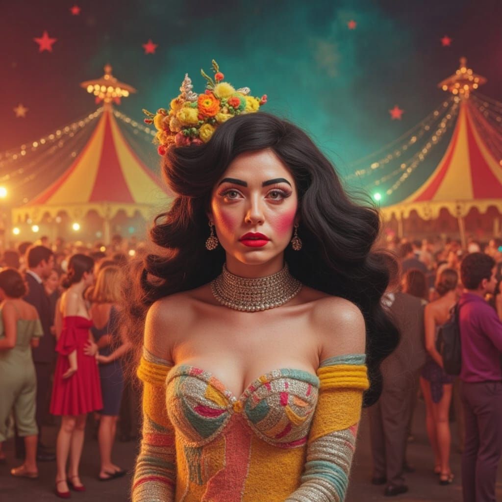 Surreal Circus Siren in Woolen Glory