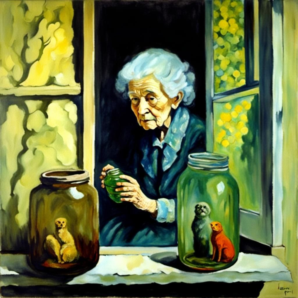 Melancholy Woman at Window, Leonor Fini Style