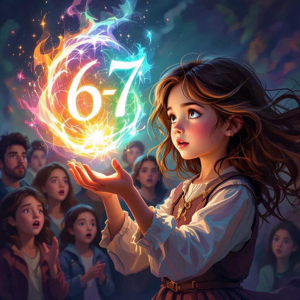 Girl Conjures Glowing Magic Sigil 6-7 For Astonished Crowd