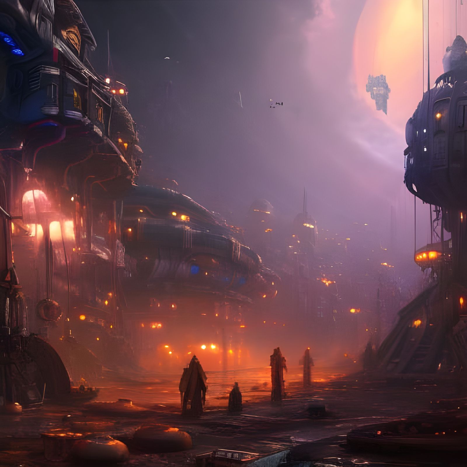 Steampunk Frontier Planet Outpost in Dieselpunk Style