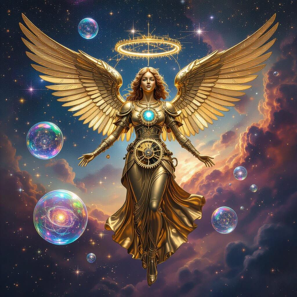 Clockwork Angel Presiding Over Nebula Sky