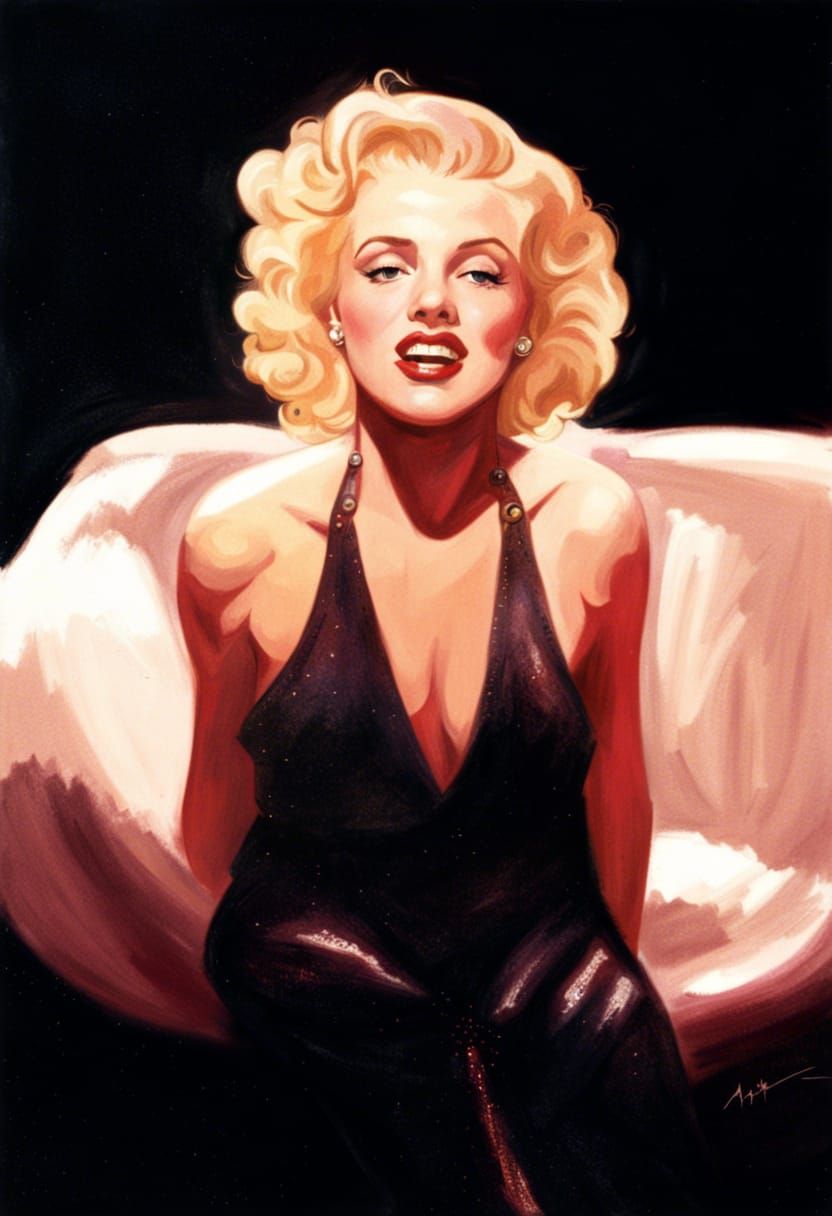 Sad Marilyn Monroe Illustration in Vintage Style