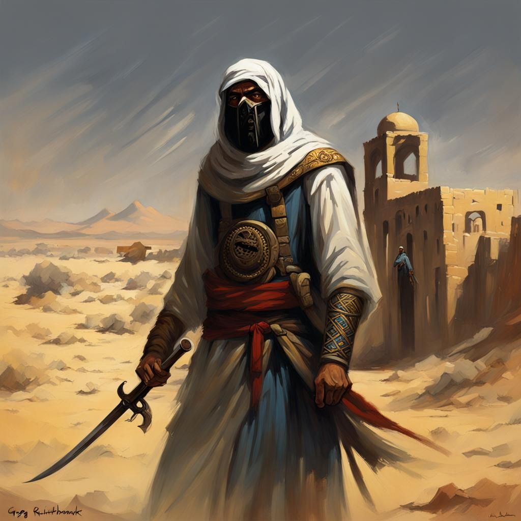 Sinister Ancient Arab Assassin, Digital Painting