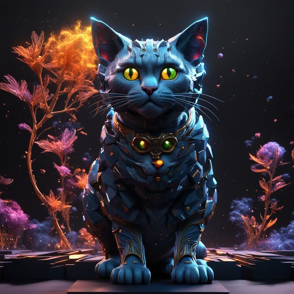 Vibrant 3D Cat Avatar in Detailed Matte Style
