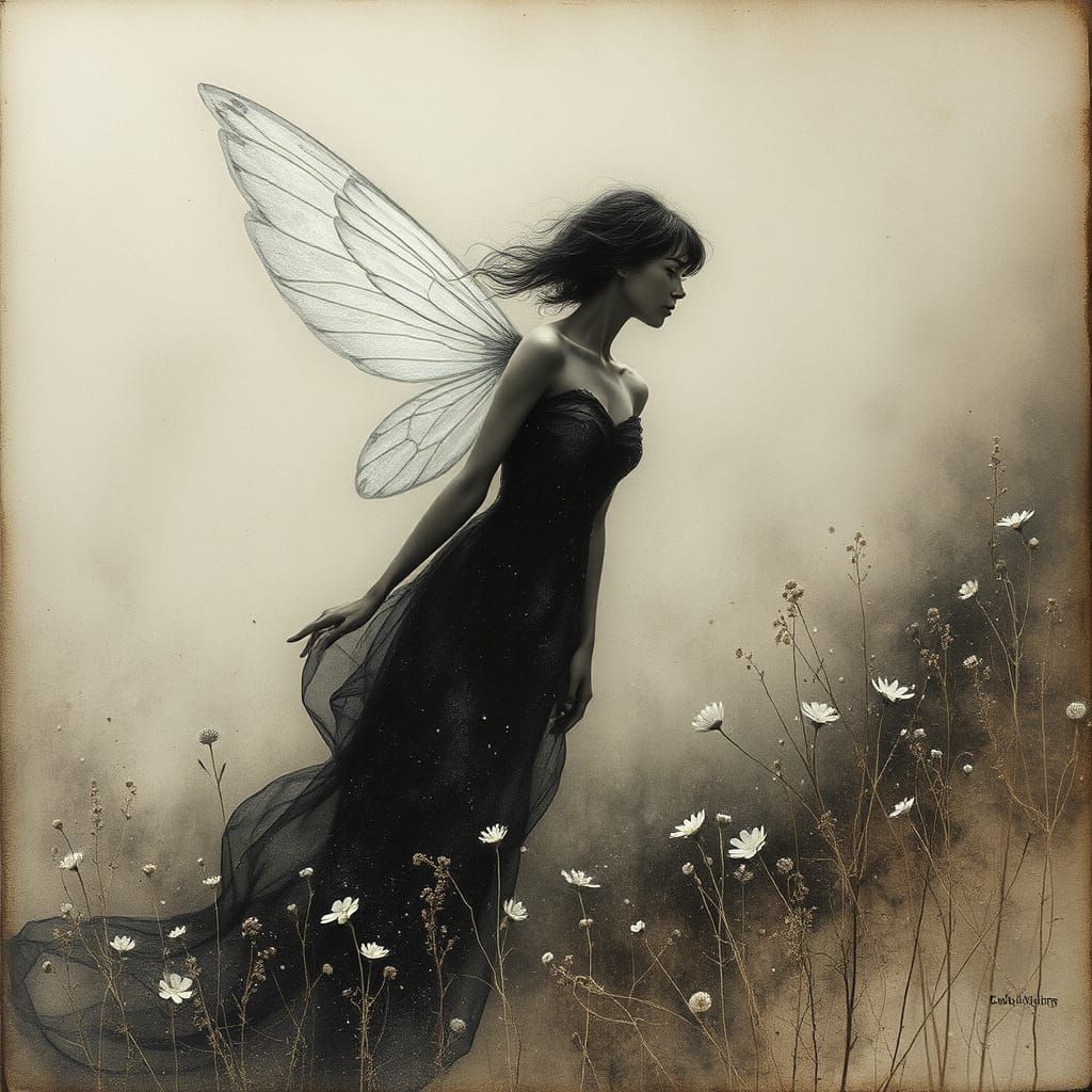 Ethereal Fairy in Windswept Meadow