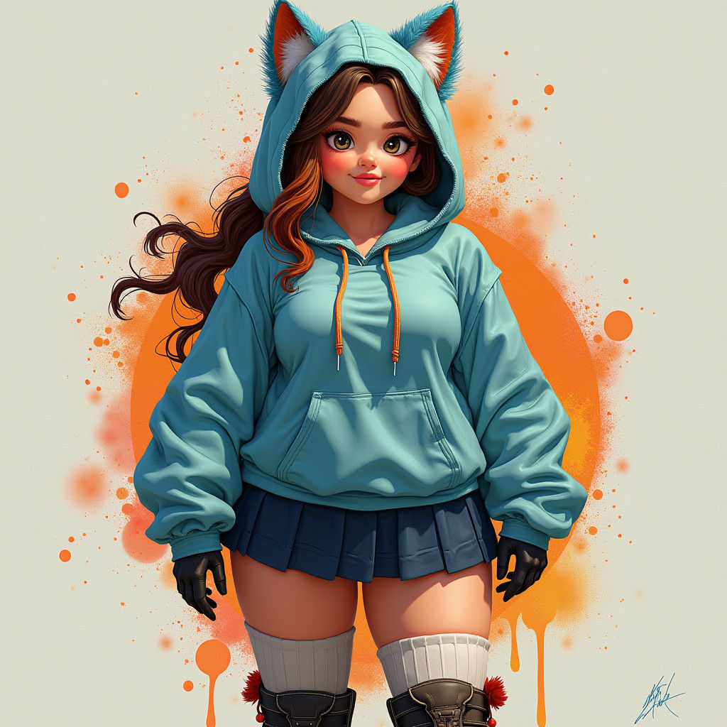 Chubby Priestess in Vibrant Street Art Style