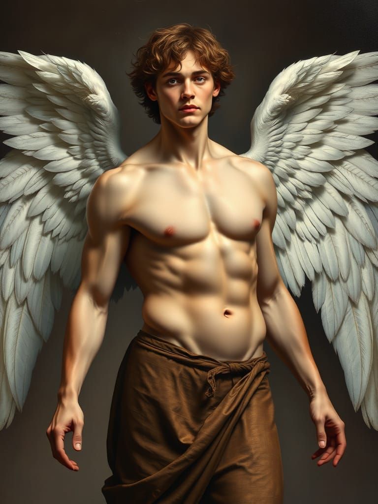 Majestic Renaissance Angel in Chiaroscuro