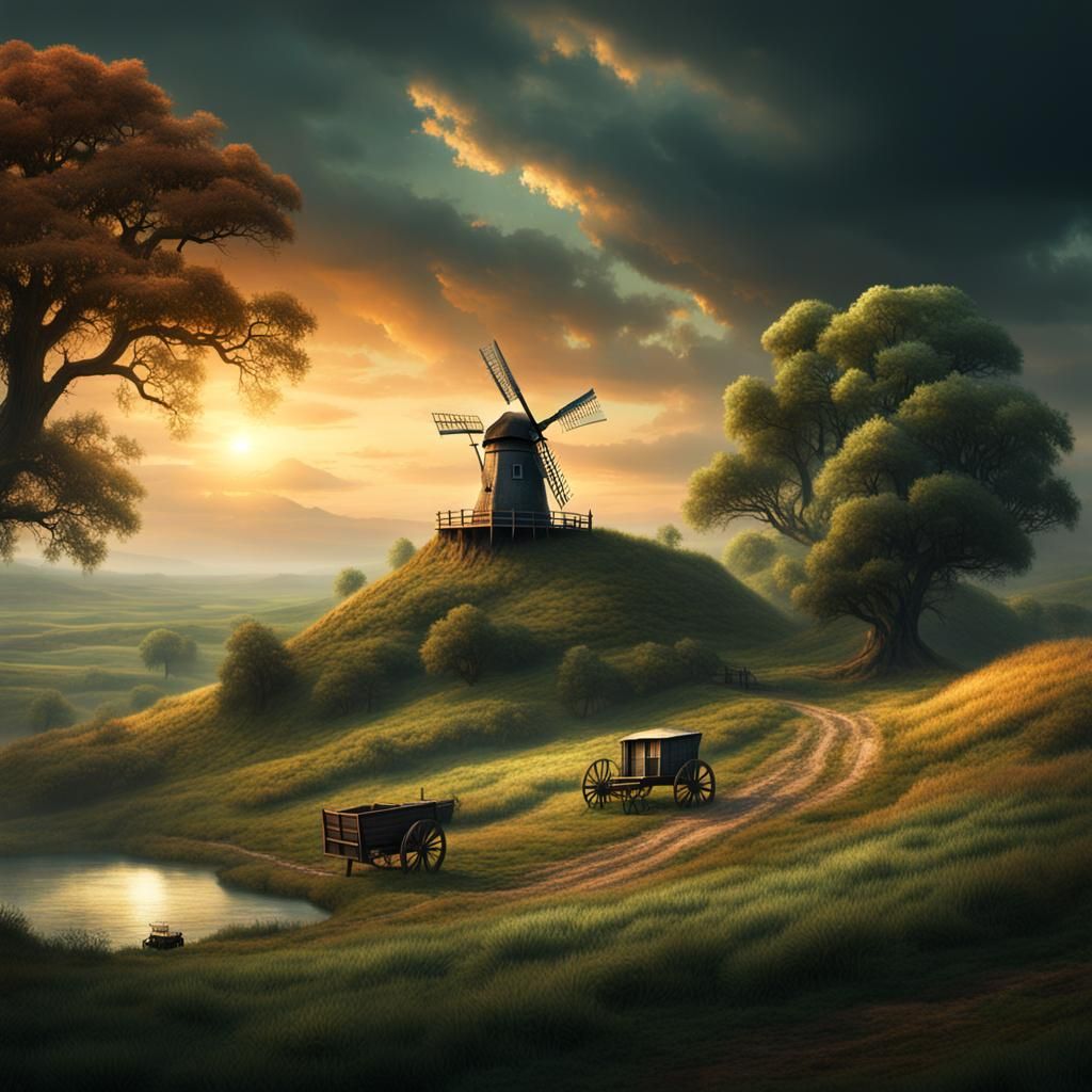Windmill on Hill: Epic Digital Matte Painting