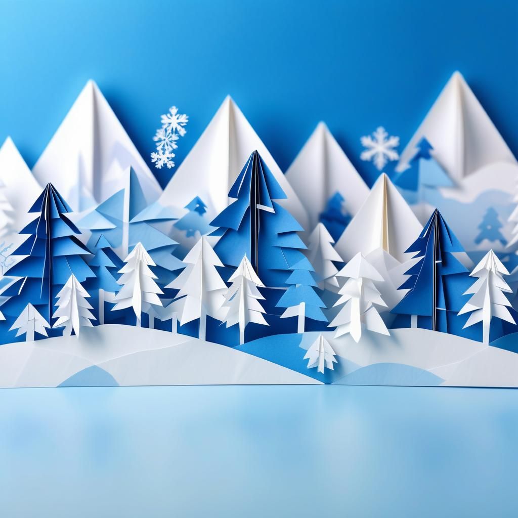 Elegant Origami Winter Background with Paper Cut Design