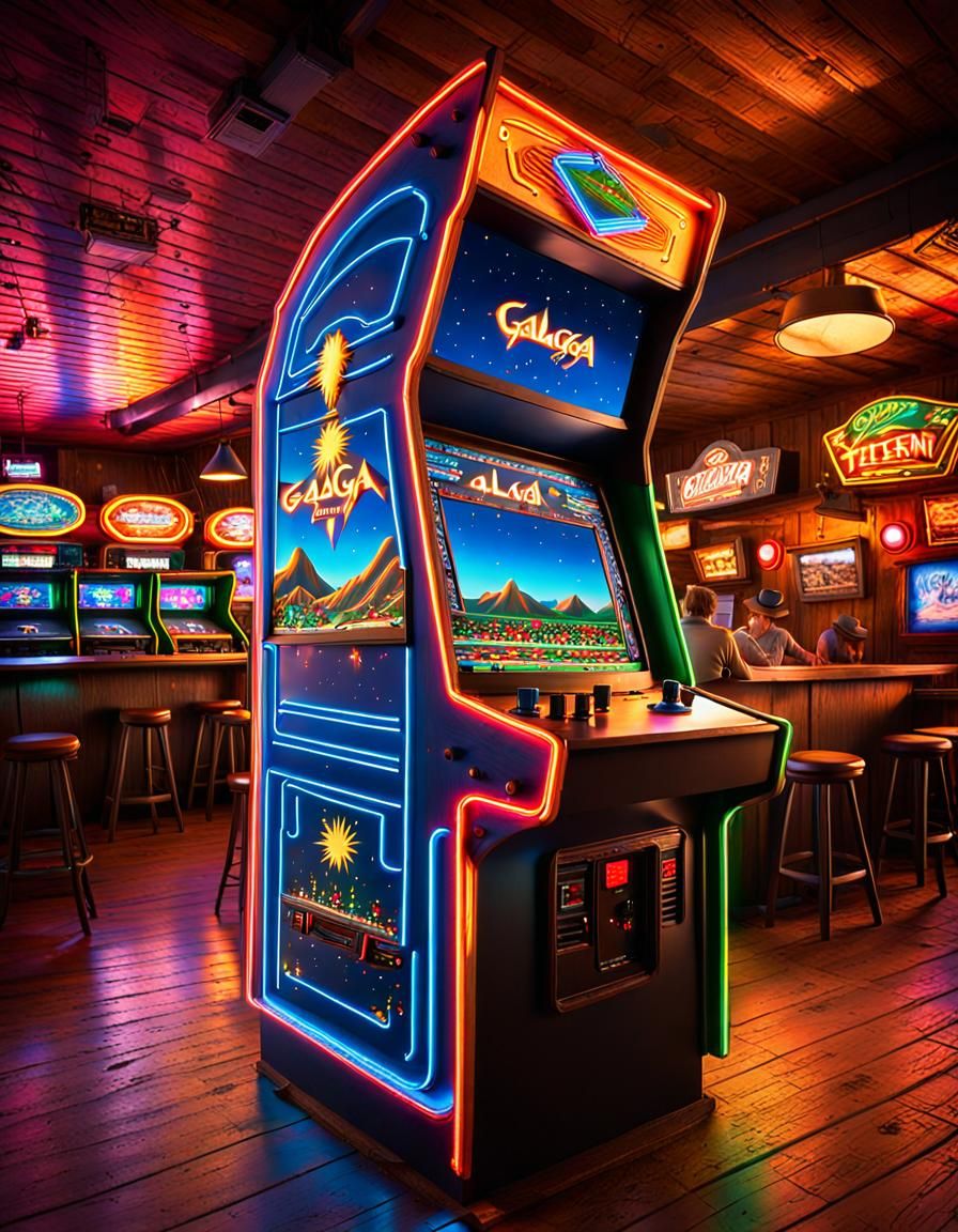 Retro Arcade Game in Country Western Saloon