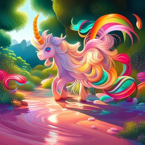 Cute Unicorn in Candy Art Style