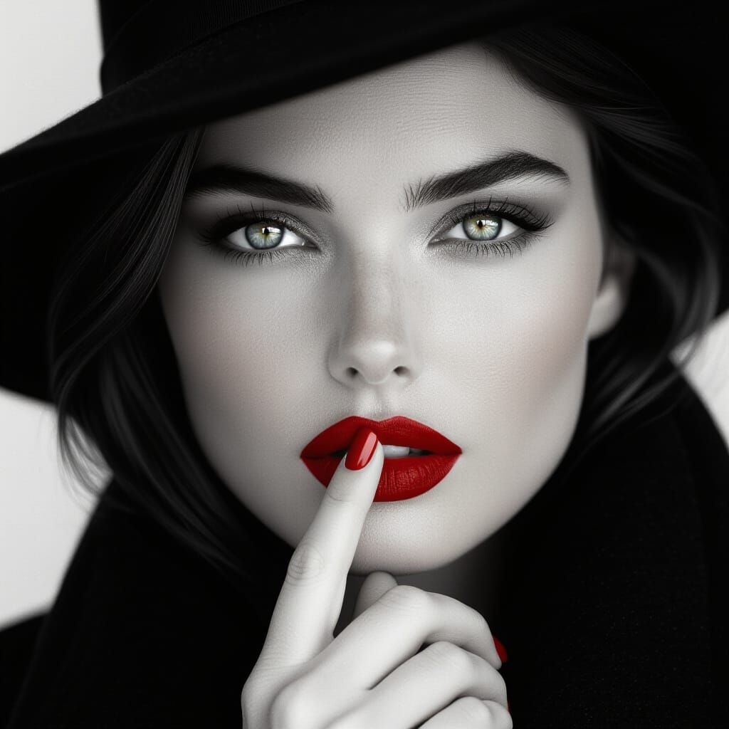 Monochrome Portrait of a Woman in Shadow, High Contrast