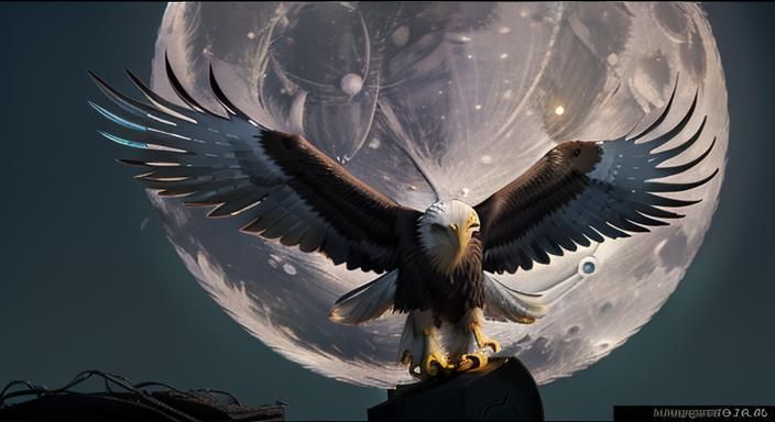 Soaring Eagle Silhouette in Hyperrealistic 3D Render