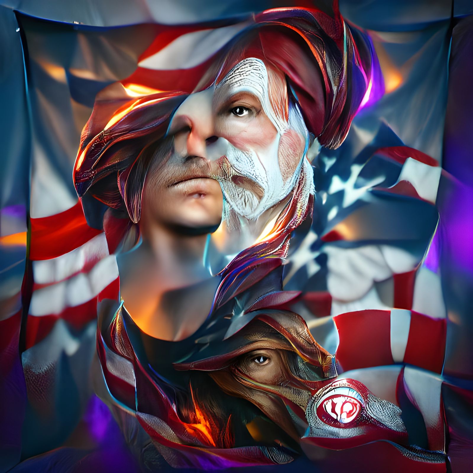 American Flag Portrait in Hyperdetailed Art Style