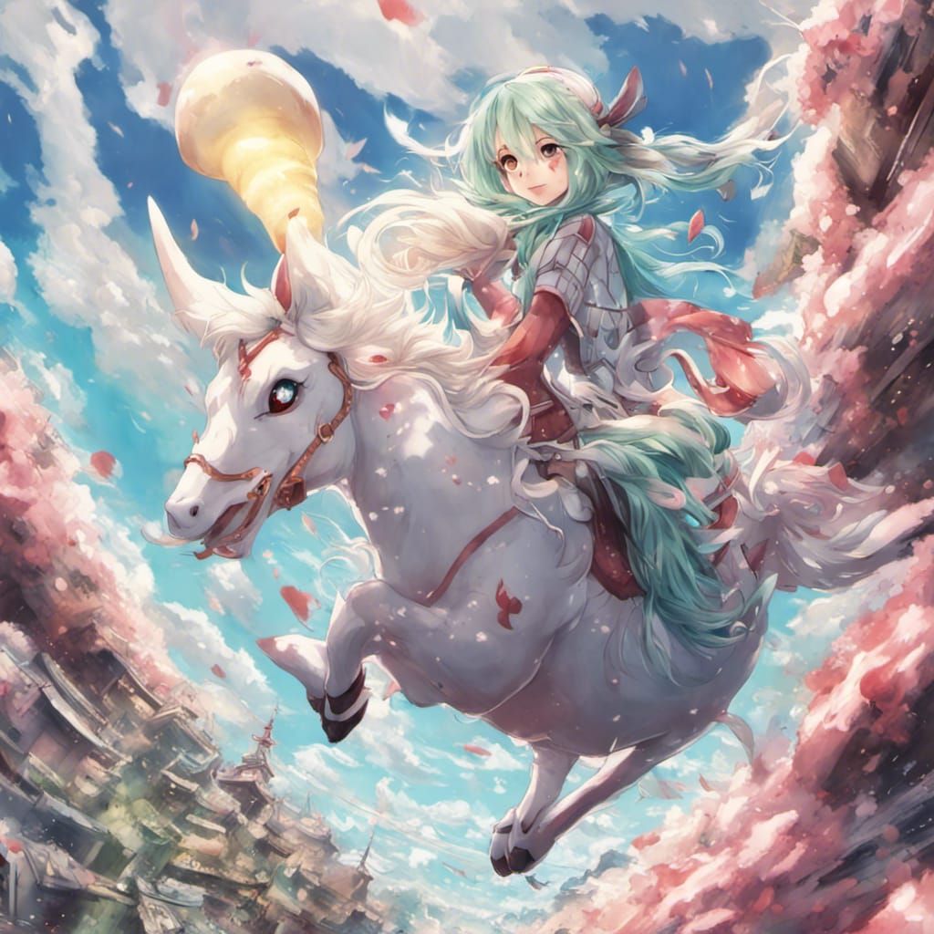 Peppermint kirin flying by artist "anime", Anime Key Visual, Japanese Manga, Anime art,