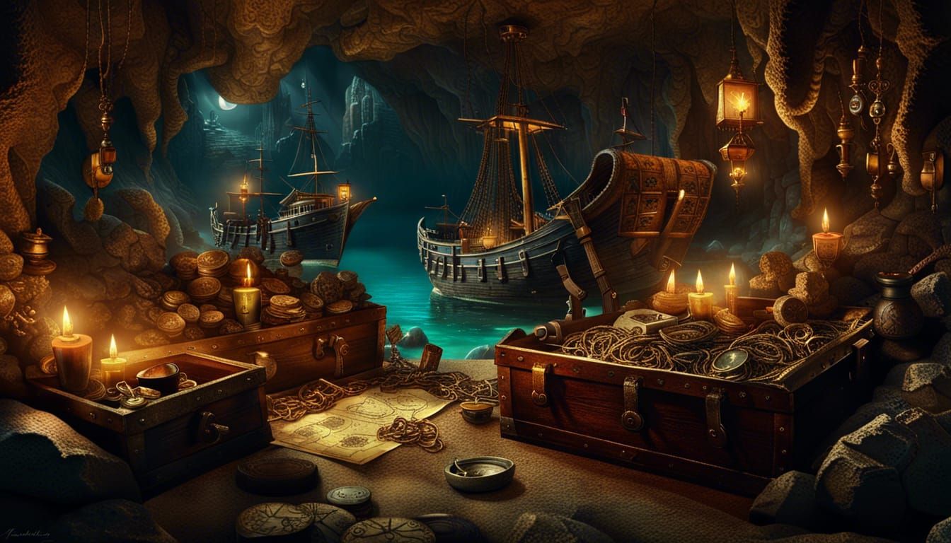 Pirate Cove Treasure Map in Hyperrealistic Detail