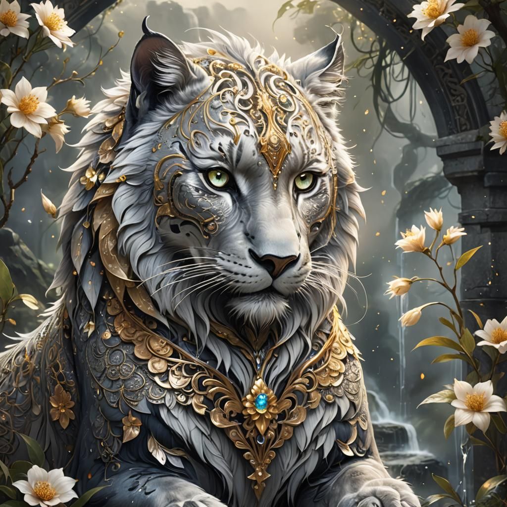 Anime Mystical Panther with Filigree Details