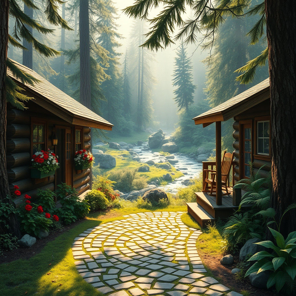 Charming Log Cabin in Pacific Northwest Forest