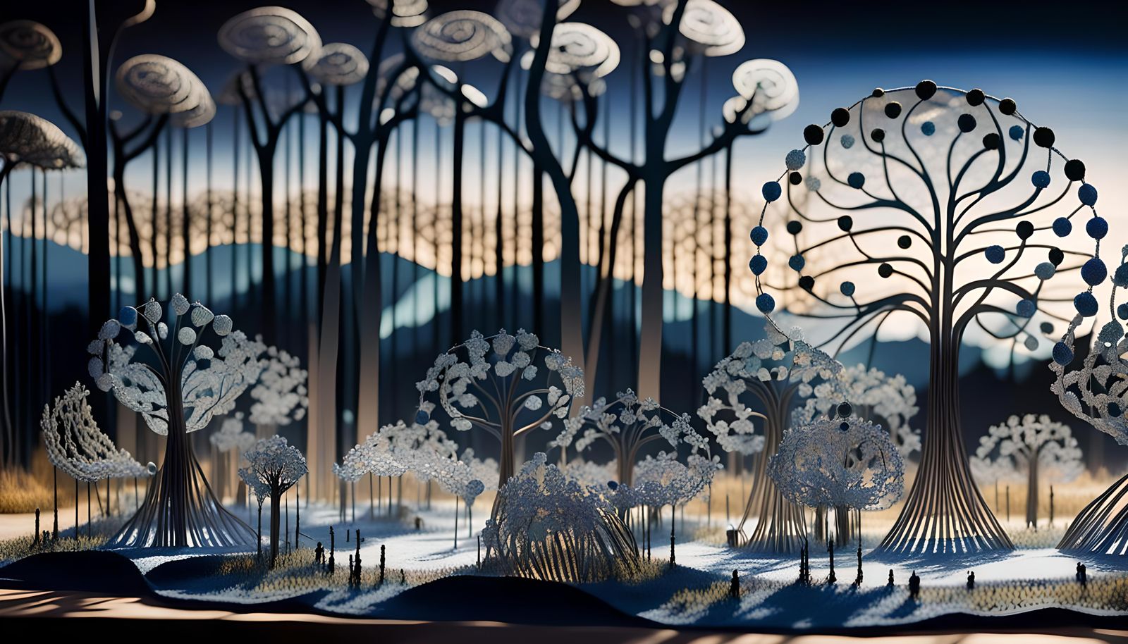 Psychedelic Meadow in Huichol Yarn Painting Style