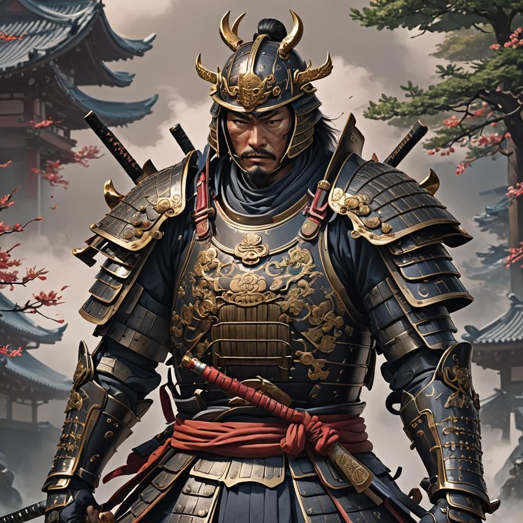 Armored Samurai: Detailed 3D Anime Art
