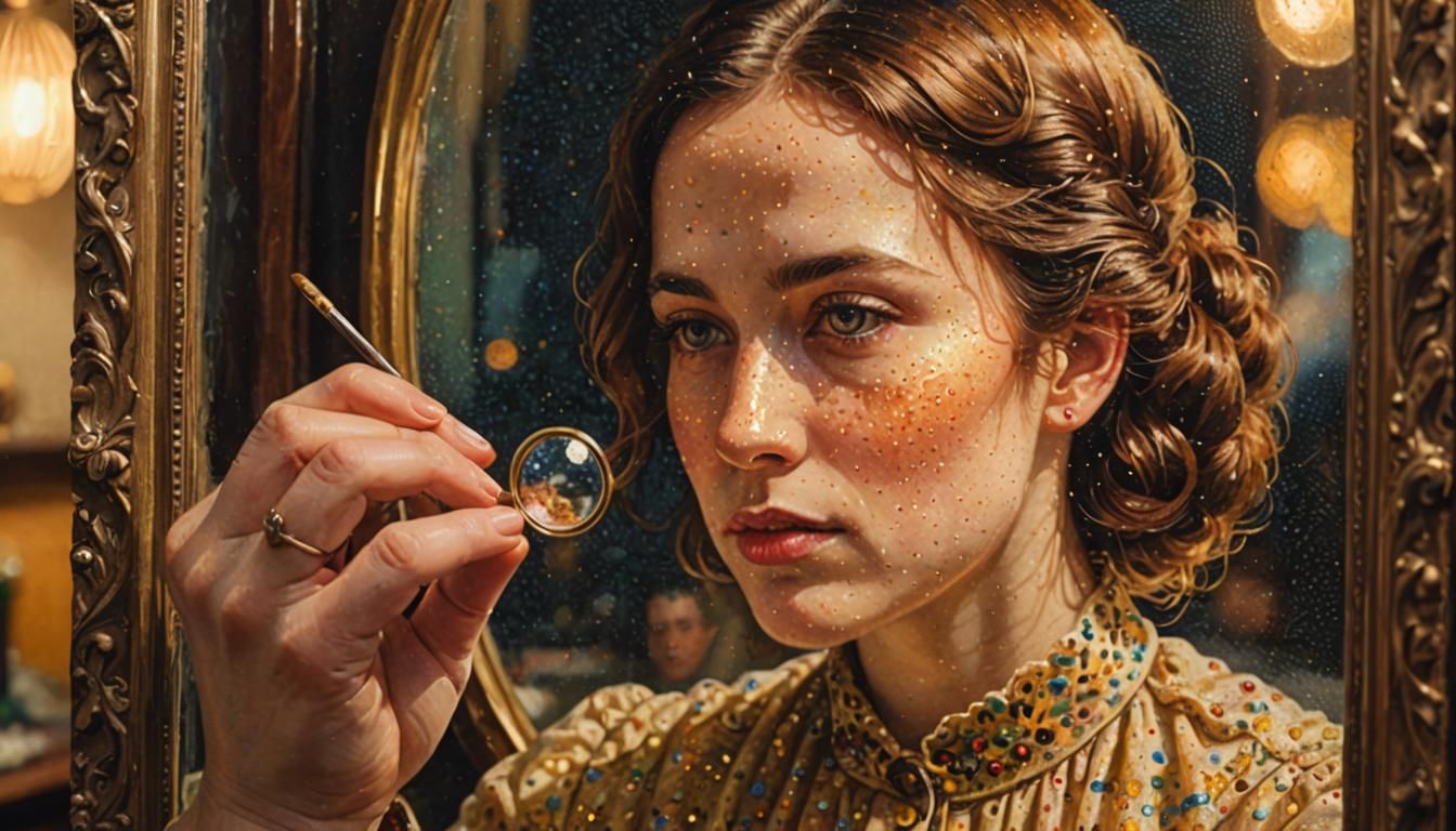 Artist's Self-Portrait in Pointillist Style