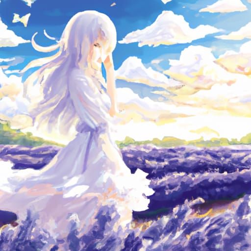 Anime Style Lavender Field Digital Illustration