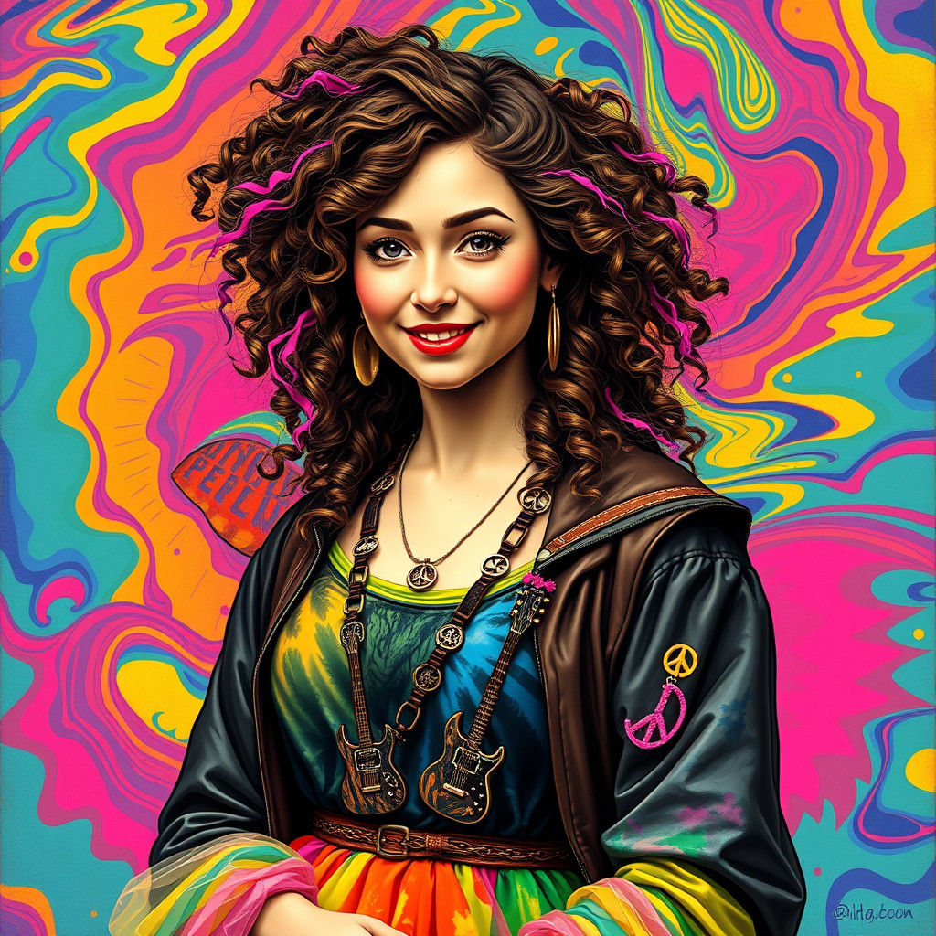 Psychedelic Mona Lisa Portrait with Punk Rock Twist