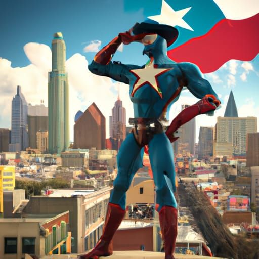 Texas as Superhero in Detailed Matte Painting