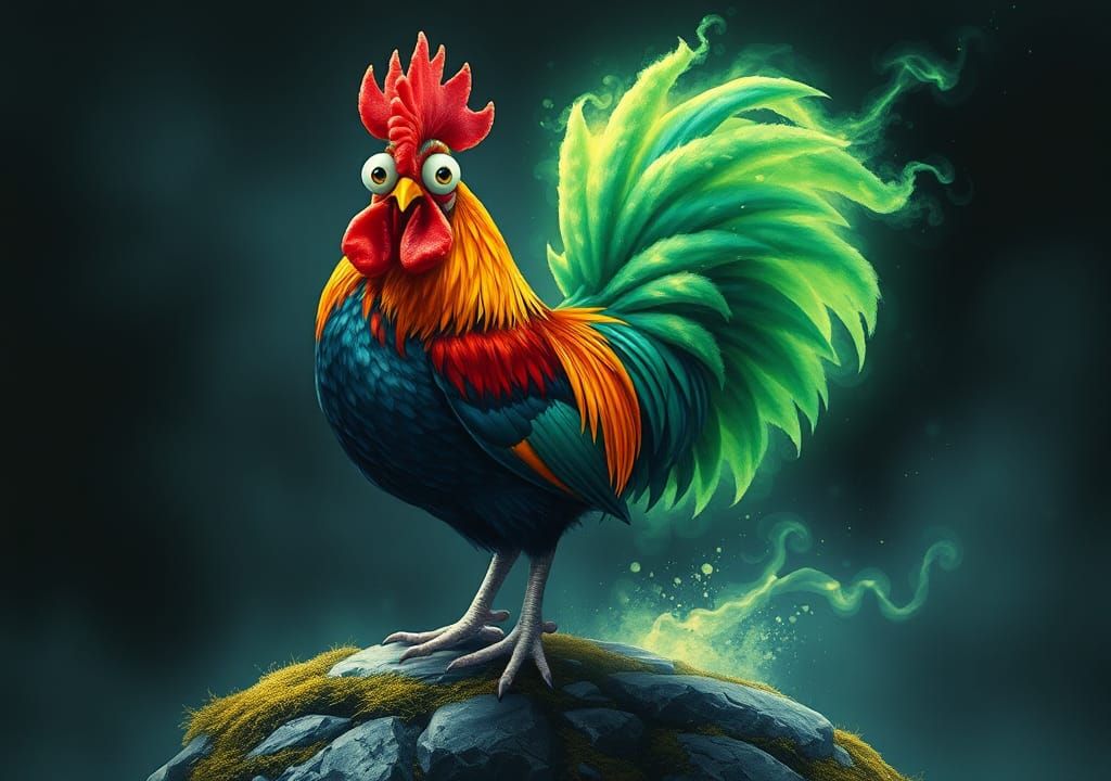 Majestic Rooster's Surprising Nebula Eruption