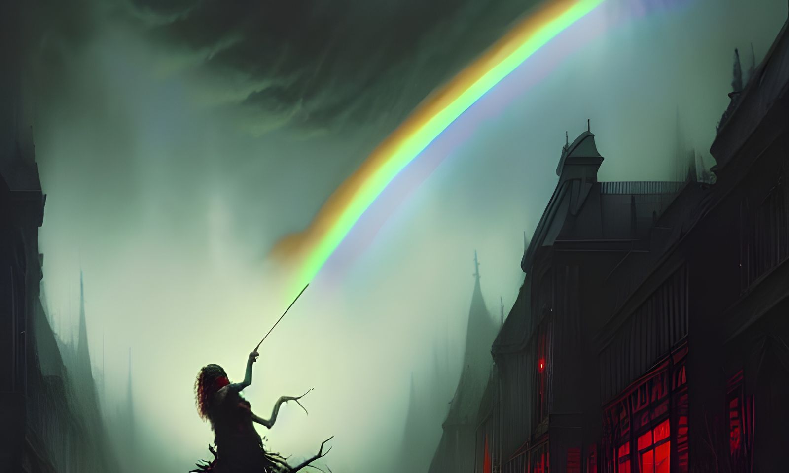 Terrifying Rainbow Demon Eats Humans: Horror Art