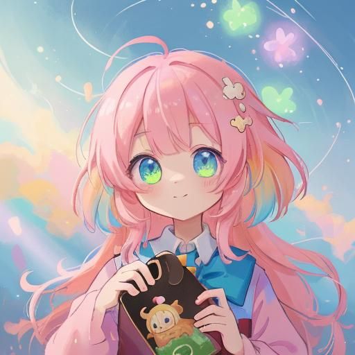 Anime Girl with Boba in Oil Painting Style