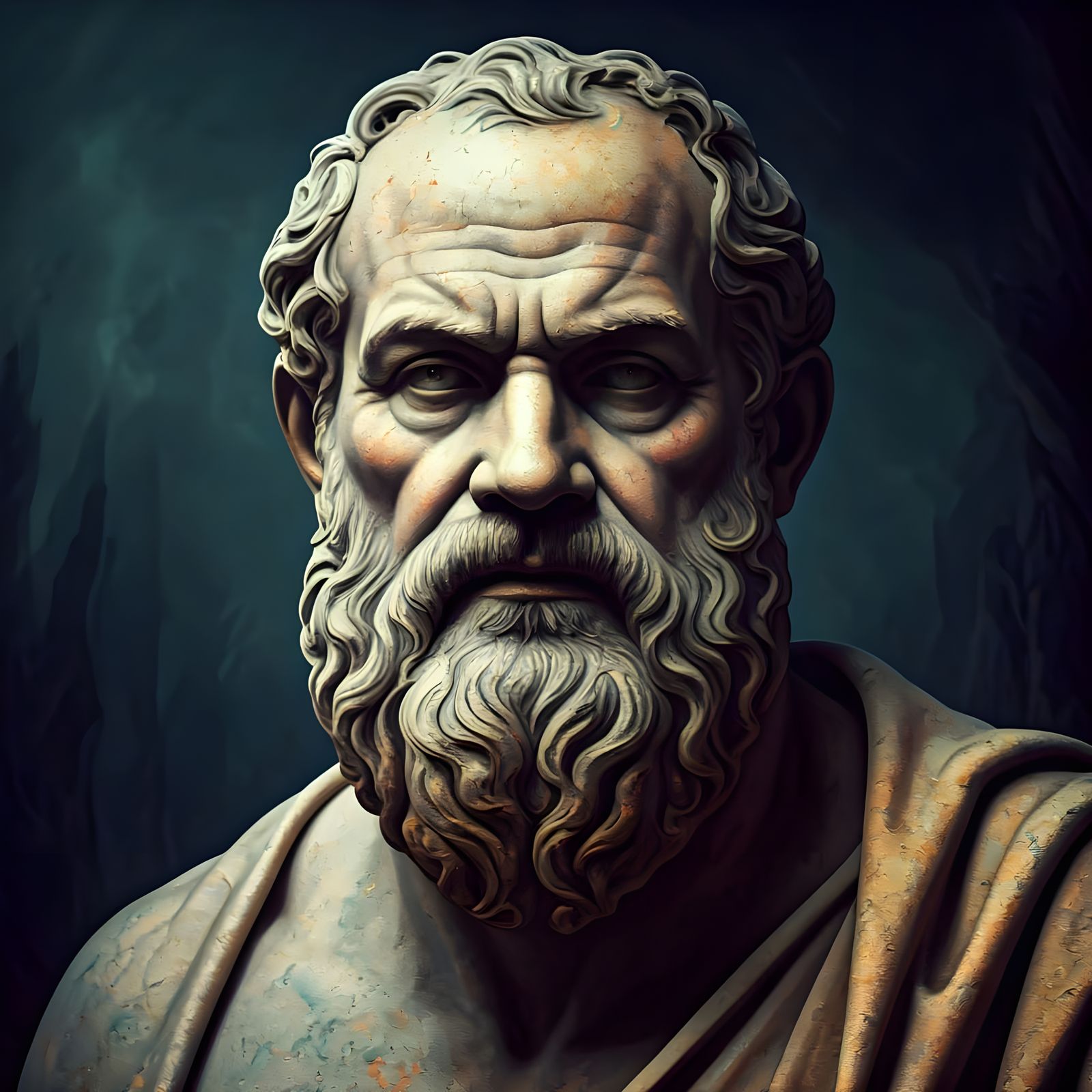 Ancient Greek Philosopher in Dramatic Chiaroscuro