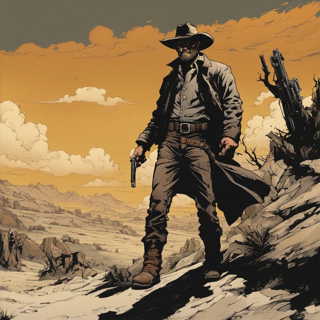 Gritty Post-Apocalyptic Survivor Walking Through Deserted La...