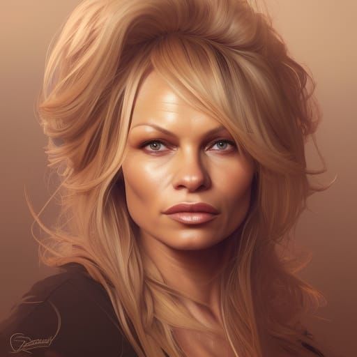 Pamela Anderson Portrait in Art Nouveau Style