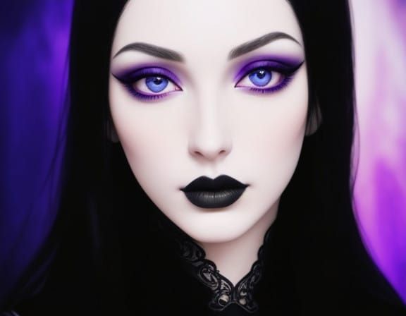 Stunning portrait beautiful gothic young lady with black hai...